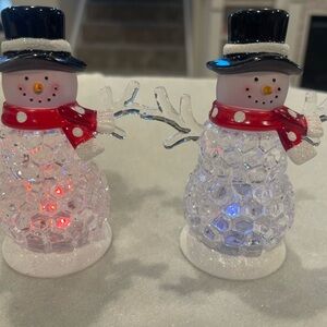 Festive Snowman Holiday Decor with Red Scarf 2 pieces